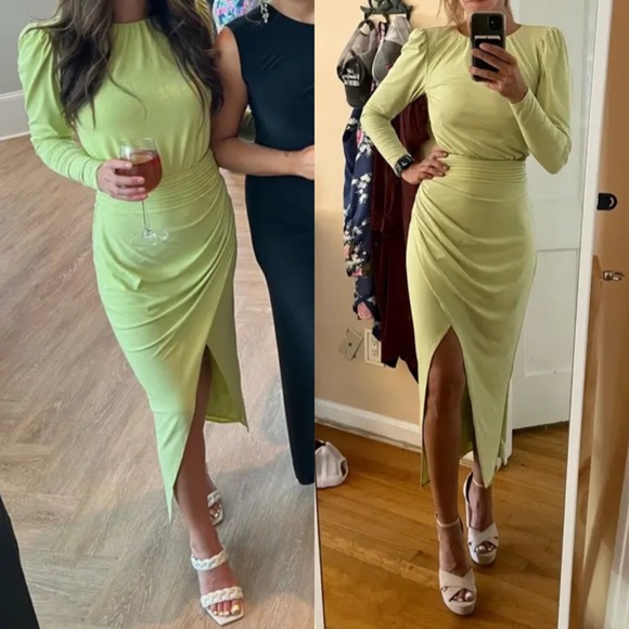 Self-Portrait Green Cutout Midi Dress in Size US 2 - Picture 5 of 13